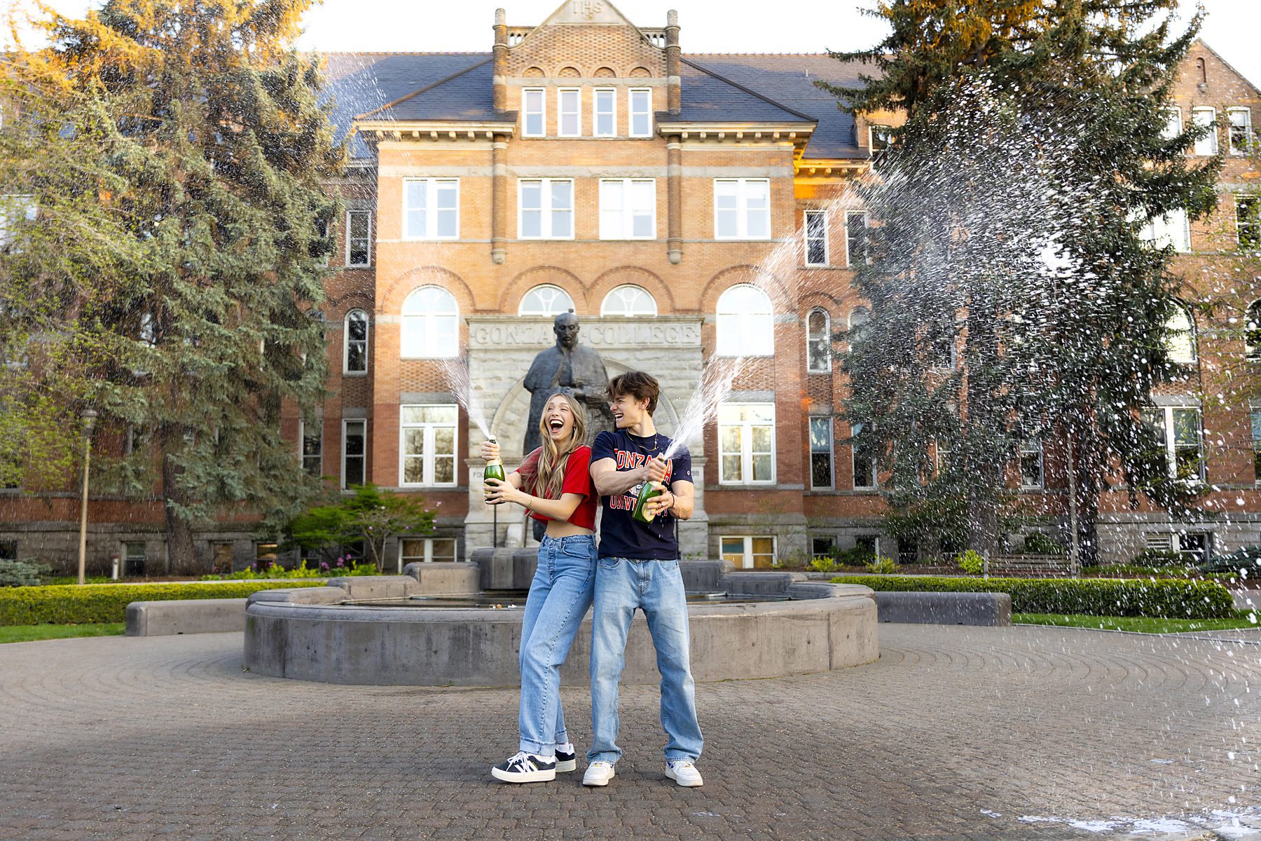 popping champagne for your college senior pictures