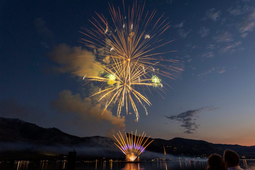 Fireworks for lake Chelan Wedding