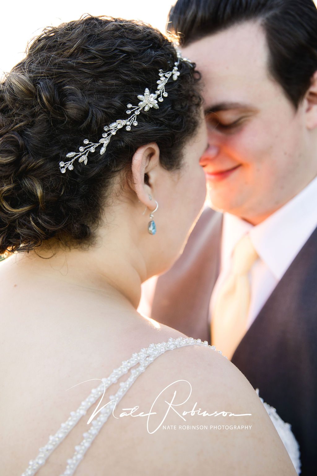 details of a bride's hair piece