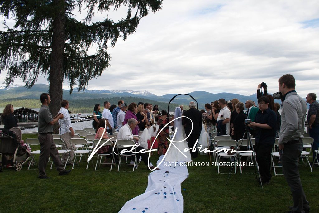 ceremony on the lawn at Elkins Resort Wedding