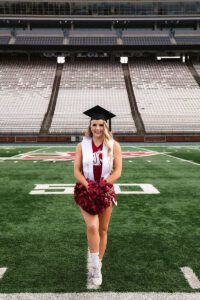 Poses for graduation Pictures - 50 yard line
