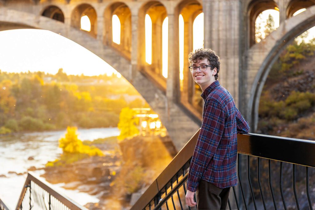 Urban Spokane Senior Portrait Locations: Huntington Park by the Spokane river and Maple street bridge