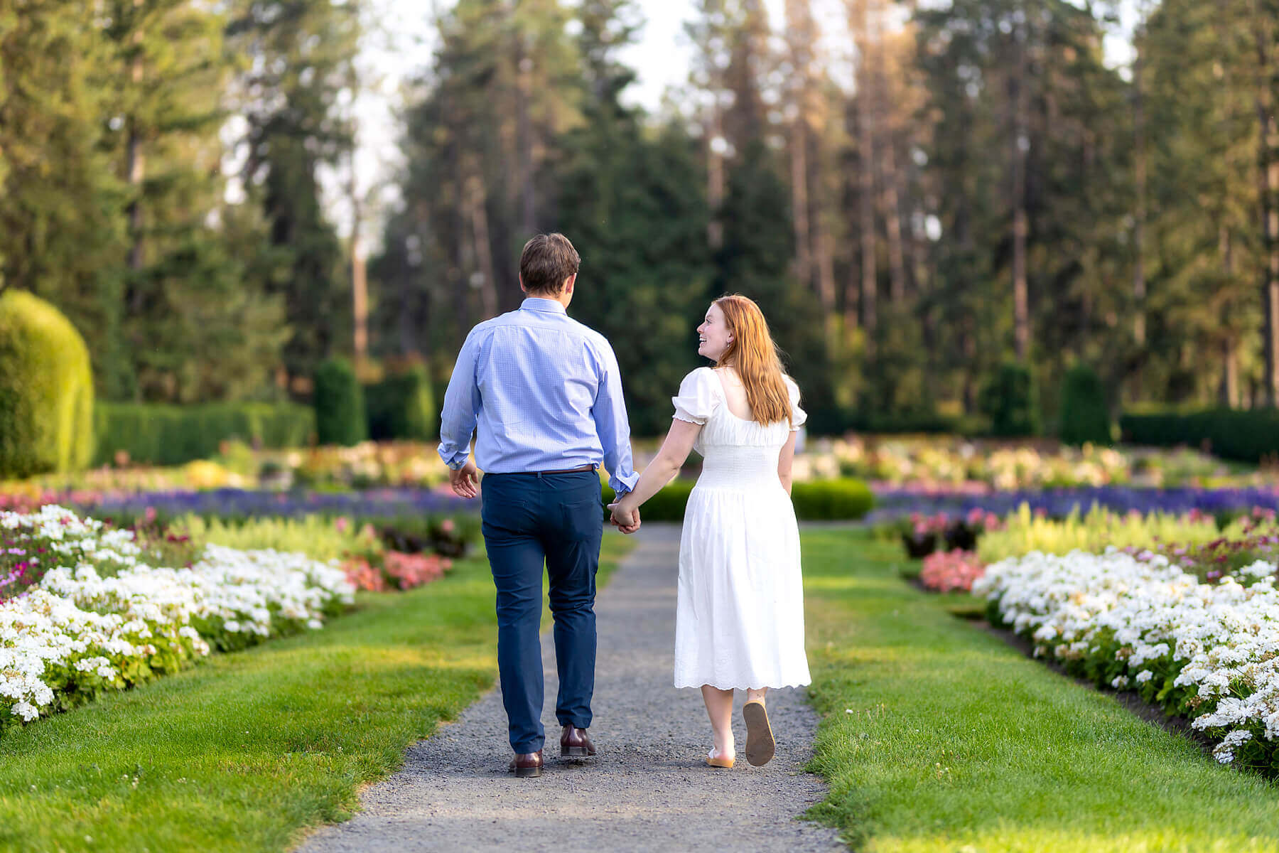 Surprise Proposal Spokane at Manito Parks Duncan Gardens in the summer